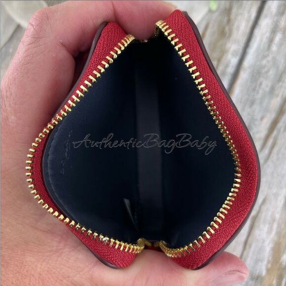 Authentic Coach Zip Card Case In Signature Canvas With Varsity Print Wallet Bag - Picture 5 of 8